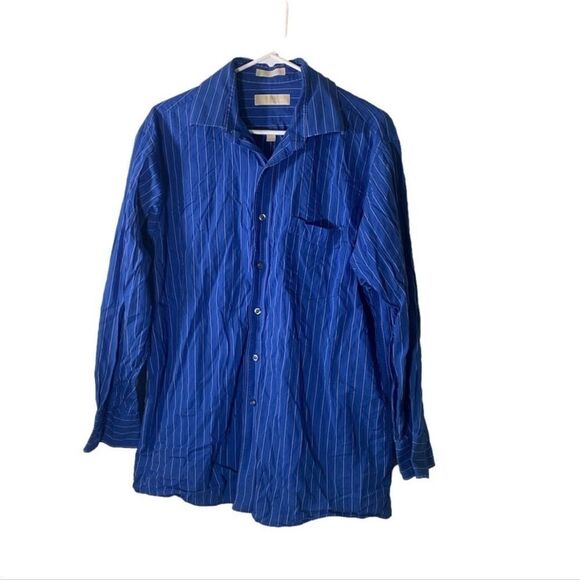 Michael Kors‎ Large Blue Stripe Button Down Shirt - Picture 1 of 4